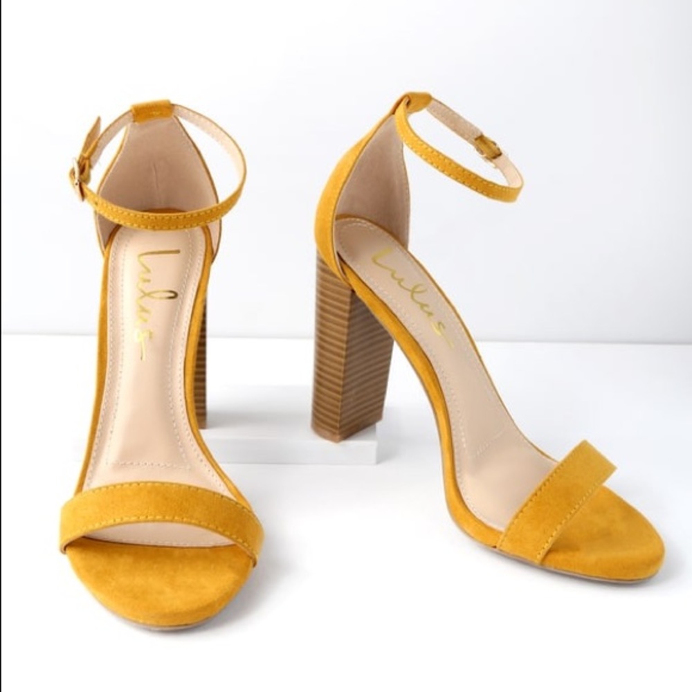 TAYLOR MUSTARD YELLOW SUEDE ANKLE STRAP HEELS LULU